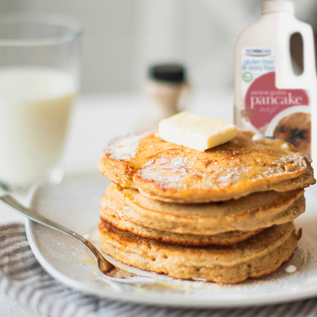 photo of ancient grain pancake gluten free yesyoucan front image product photo vegan dairy free egg free
