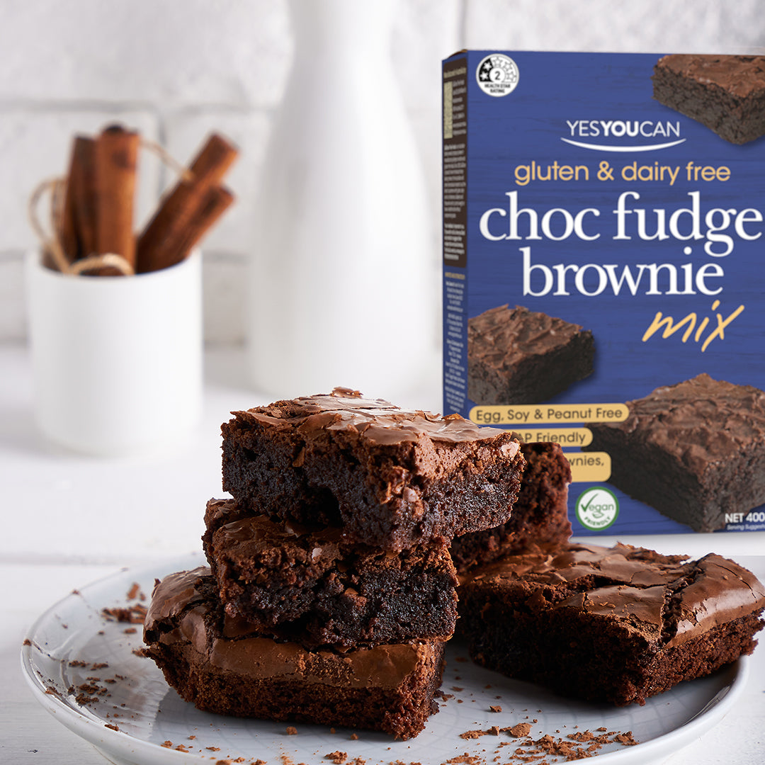 choc fudge brownie yesyoucan australia vegan gluten free dairy egg soy peanut free low fodmap mix baking